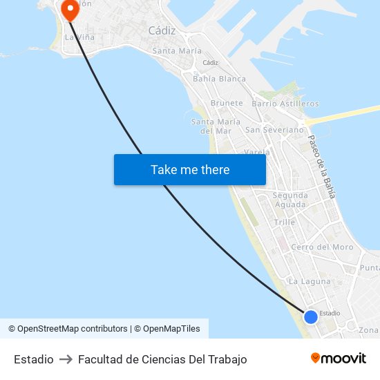 Estadio to Facultad de Ciencias Del Trabajo map