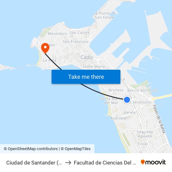 Ciudad de Santander (Cádiz) to Facultad de Ciencias Del Trabajo map