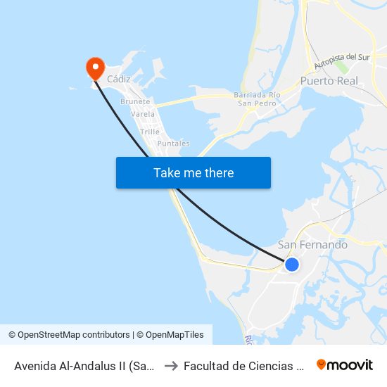 Avenida Al-Andalus II (San Fernando) to Facultad de Ciencias Del Trabajo map