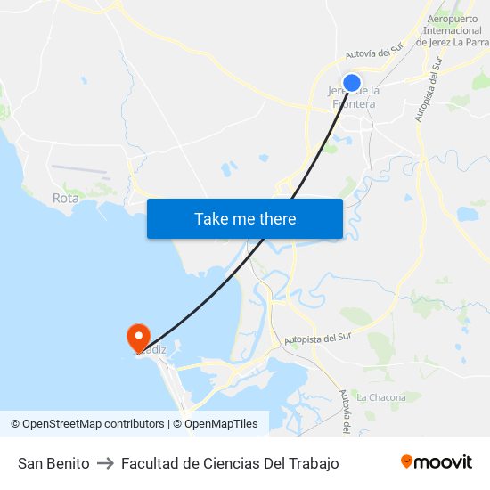 San Benito to Facultad de Ciencias Del Trabajo map