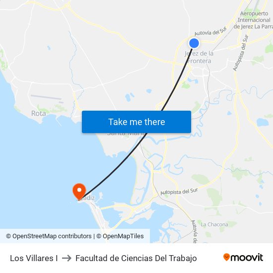 Los Villares I to Facultad de Ciencias Del Trabajo map