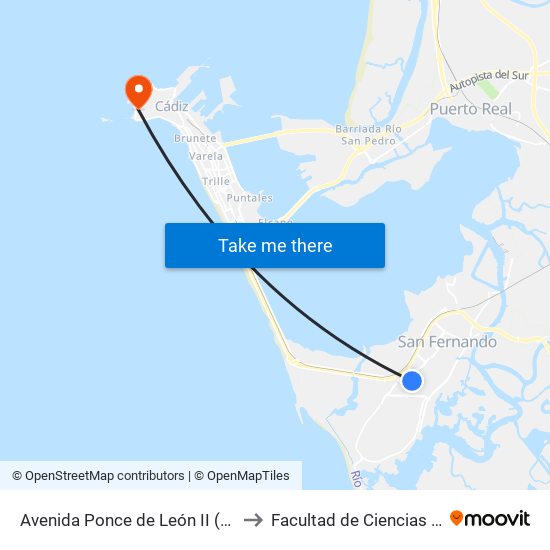 Avenida Ponce de León II (San Fernando) to Facultad de Ciencias Del Trabajo map