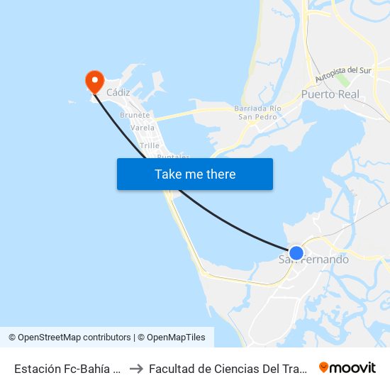 Estación Fc-Bahía Sur to Facultad de Ciencias Del Trabajo map