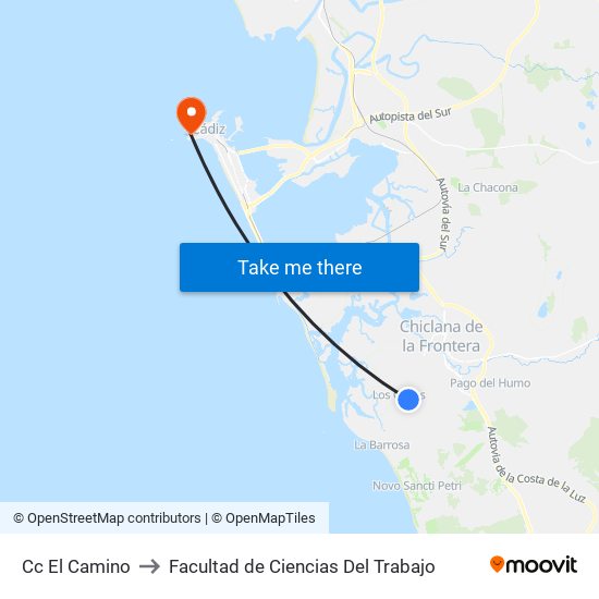 Cc El Camino to Facultad de Ciencias Del Trabajo map