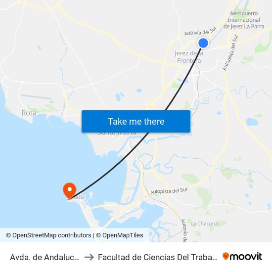 Avda. de Andalucía to Facultad de Ciencias Del Trabajo map
