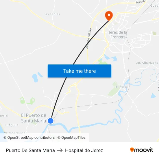 Puerto De Santa María to Hospital de Jerez map