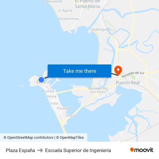Plaza España to Escuela Superior de Ingeniería map