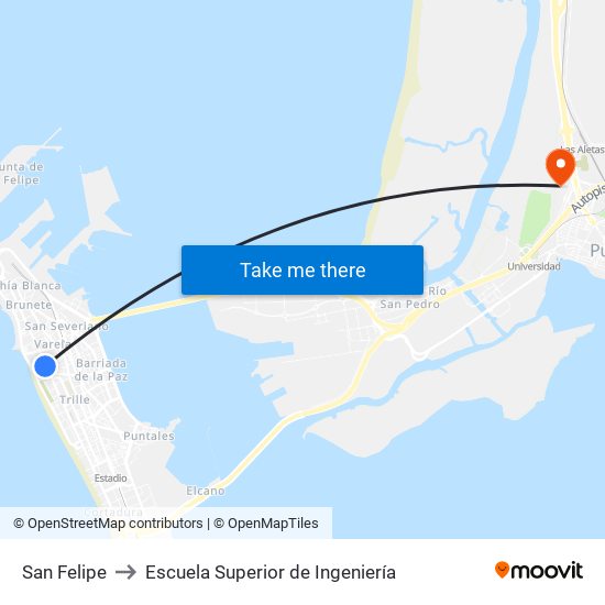 San Felipe to Escuela Superior de Ingeniería map