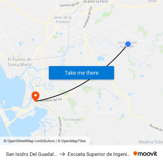 San Isidro Del Guadalete to Escuela Superior de Ingeniería map