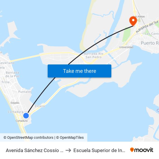 Avenida Sánchez Cossío (Cádiz) to Escuela Superior de Ingeniería map