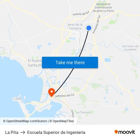 La Pita to Escuela Superior de Ingeniería map