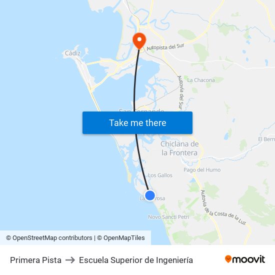 Primera Pista to Escuela Superior de Ingeniería map