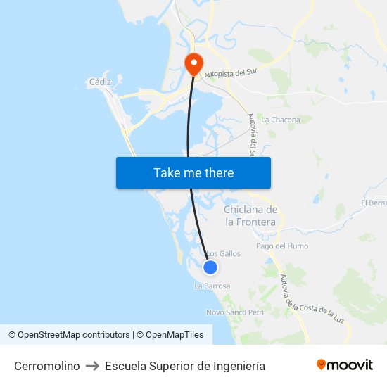 Cerromolino to Escuela Superior de Ingeniería map