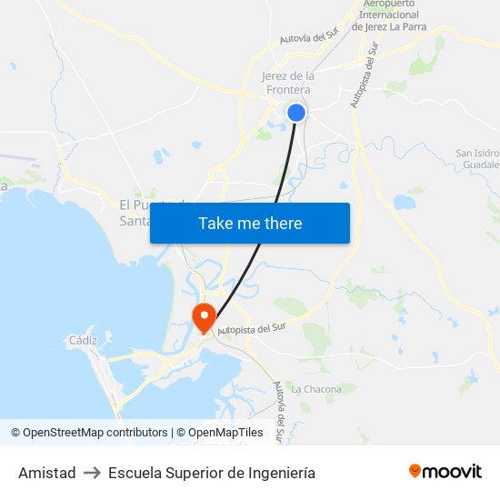 Amistad to Escuela Superior de Ingeniería map