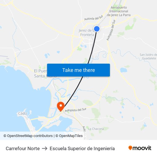 Carrefour Norte to Escuela Superior de Ingeniería map