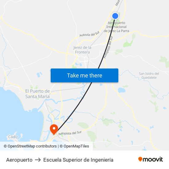 Aeropuerto to Escuela Superior de Ingeniería map