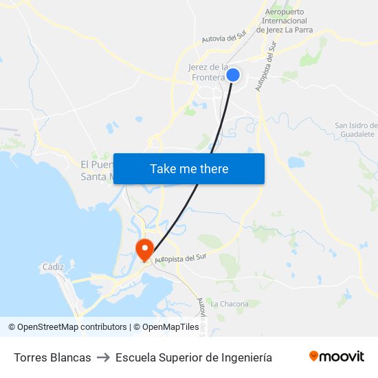 Torres Blancas to Escuela Superior de Ingeniería map