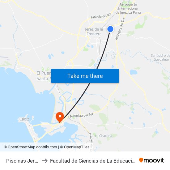 Piscinas Jerez to Facultad de Ciencias de La Educación map