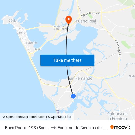 Buen Pastor 193 (San Fernando) to Facultad de Ciencias de La Educación map