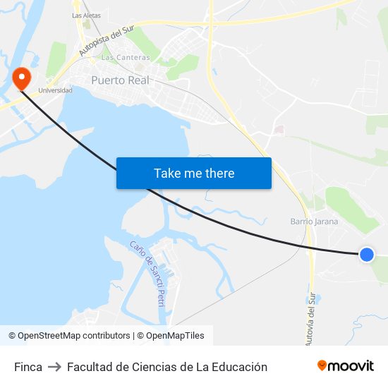 Finca to Facultad de Ciencias de La Educación map