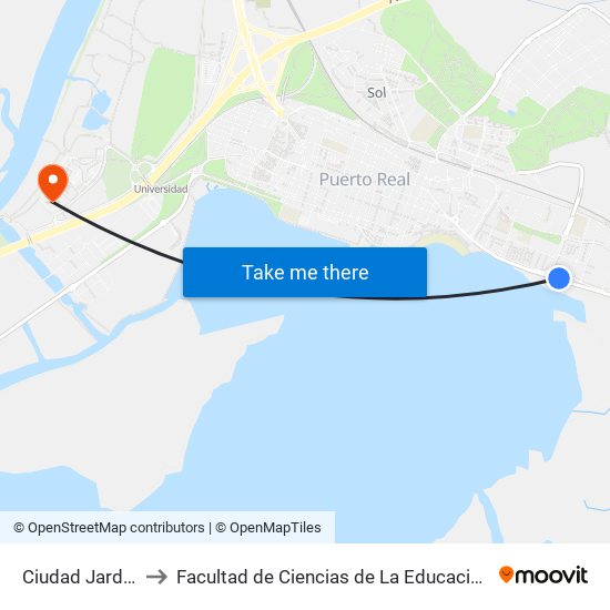Ciudad Jardín to Facultad de Ciencias de La Educación map