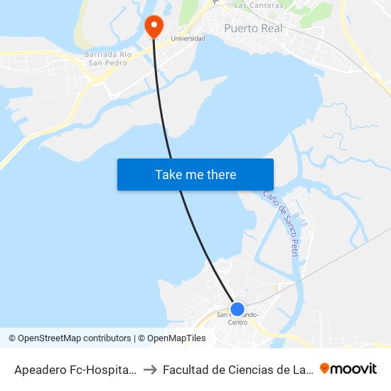 Apeadero Fc-Hospital S.Carlos to Facultad de Ciencias de La Educación map