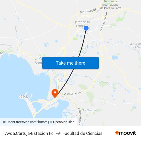 Avda.Cartuja-Estación Fc to Facultad de Ciencias map