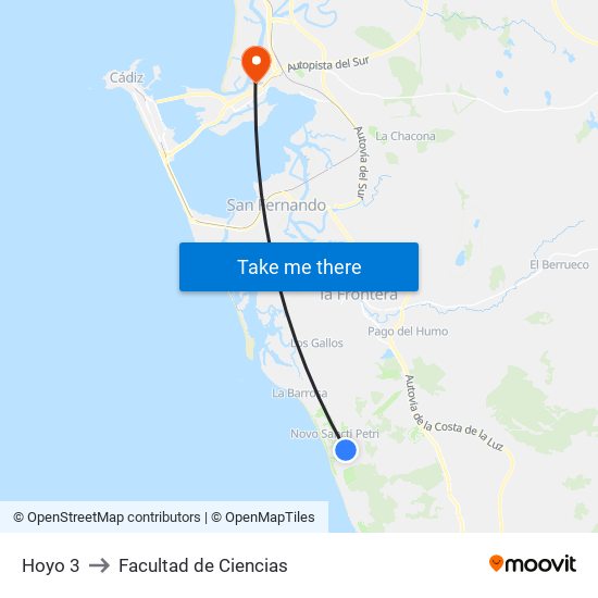 Hoyo 3 to Facultad de Ciencias map