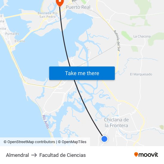 Almendral to Facultad de Ciencias map