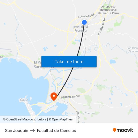 San Joaquín to Facultad de Ciencias map
