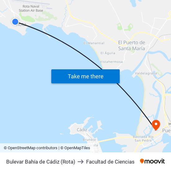 Bulevar Bahía de Cádiz (Rota) to Facultad de Ciencias map