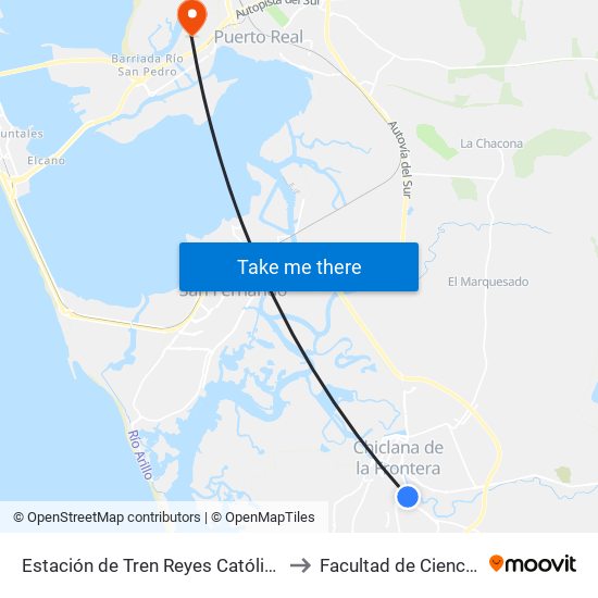 Estación de Tren Reyes Católicos to Facultad de Ciencias map