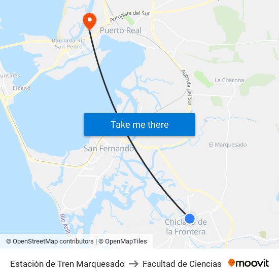 Estación de Tren Marquesado to Facultad de Ciencias map