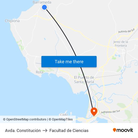 Avda. Constitución to Facultad de Ciencias map
