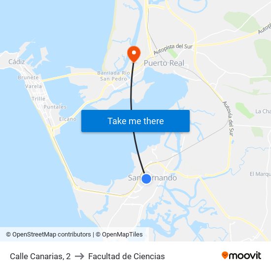 Calle Canarias, 2 to Facultad de Ciencias map