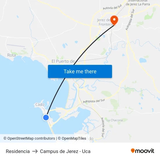 Residencia to Campus de Jerez - Uca map