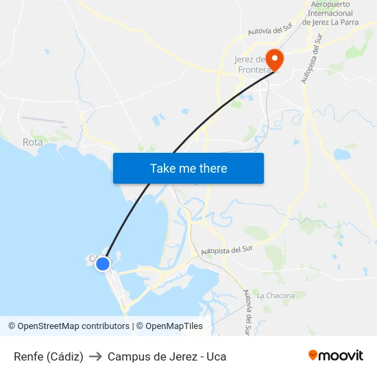 Cuesta de Las Calesas - Renfe to Campus de Jerez - Uca map