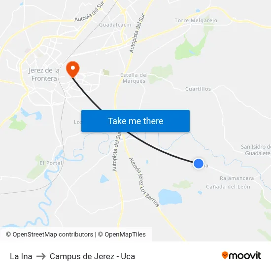 La Ina to Campus de Jerez - Uca map
