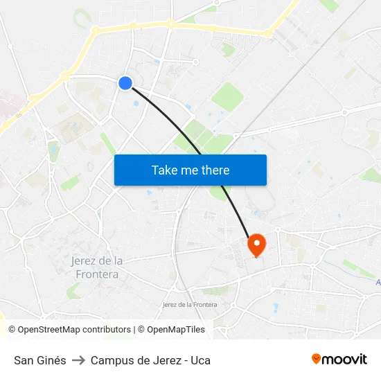 San Ginés to Campus de Jerez - Uca map
