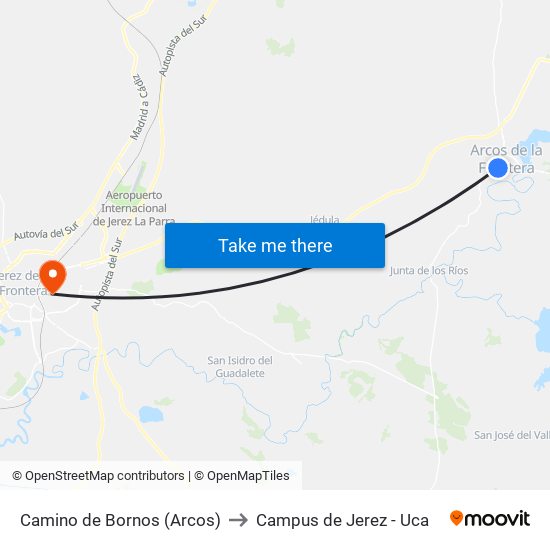 Camino de Bornos (Arcos) to Campus de Jerez - Uca map