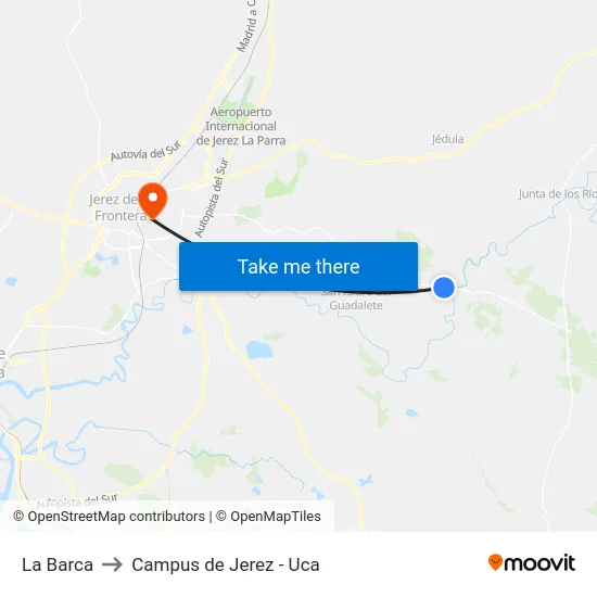 La Barca to Campus de Jerez - Uca map