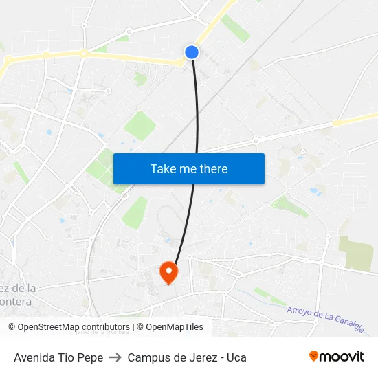 Avenida Tio Pepe to Campus de Jerez - Uca map