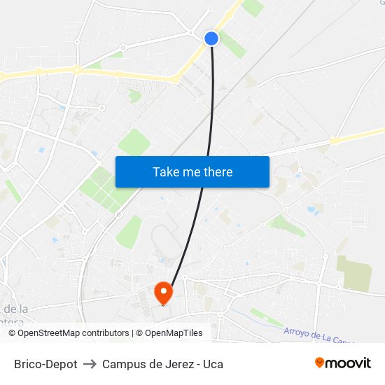 Brico-Depot to Campus de Jerez - Uca map