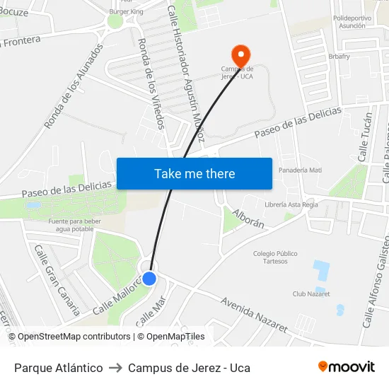 Parque Atlántico to Campus de Jerez - Uca map