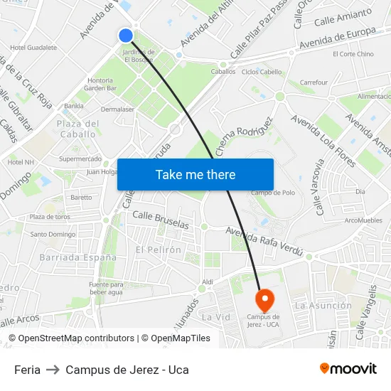 Feria to Campus de Jerez - Uca map