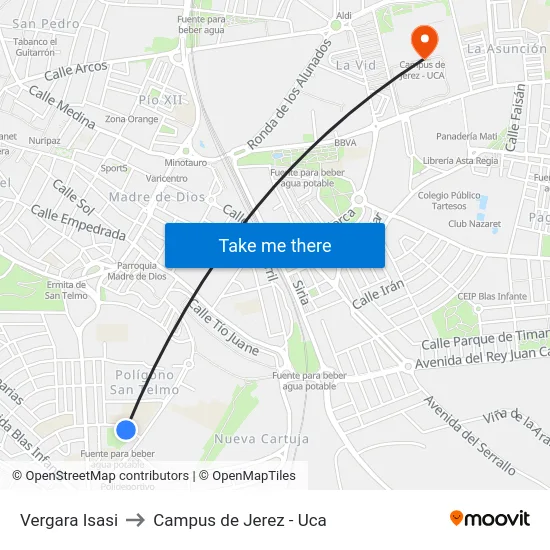 Vergara Isasi to Campus de Jerez - Uca map