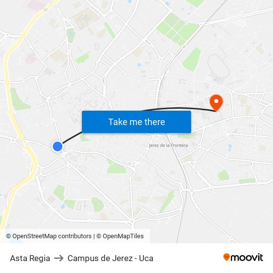Asta Regia to Campus de Jerez - Uca map