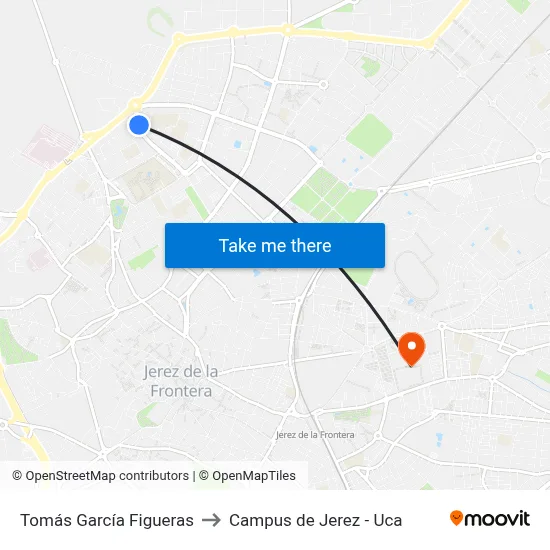 Tomás García Figueras to Campus de Jerez - Uca map