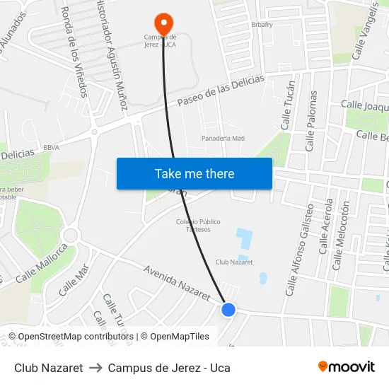 Club Nazaret to Campus de Jerez - Uca map