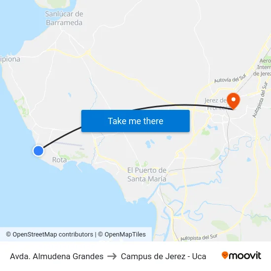 Avda. Almudena Grandes to Campus de Jerez - Uca map